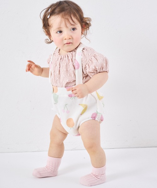 pairmanon（ペアマノン）の「【リンクコーデ】【さらっとワッフル】【ベビー】バックフリル サスペンダー付きブルマ（その他ベビーウェア・キッズ・ベージュ系その他/グリーン系その他/モカ/ブラック系その他・80/70）」の6枚目の写真