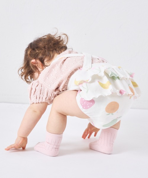 pairmanon（ペアマノン）の「【リンクコーデ】【さらっとワッフル】【ベビー】バックフリル サスペンダー付きブルマ（その他ベビーウェア・キッズ・ベージュ系その他/グリーン系その他/モカ/ブラック系その他・80/70）」の8枚目の写真