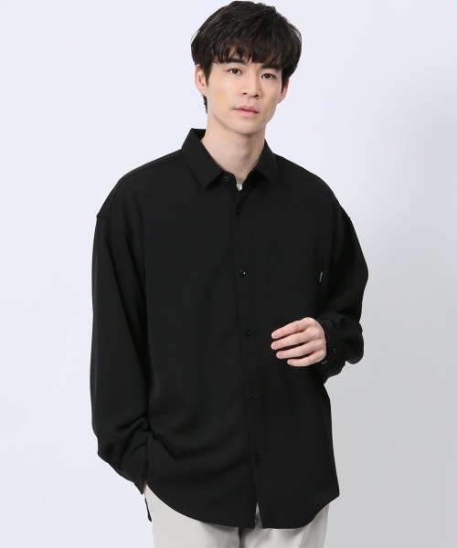 m.f.editorial（エムエフエディトリアル）の「シャツ メンズ 長袖 ストレッチ レギュラーカラー ゆったり オーバーサイズ （シャツ/ブラウス・メンズ・ライトグリーン/ブラック/ブルー/ホワイト・LARGE/MEDIUM）」の3枚目の写真