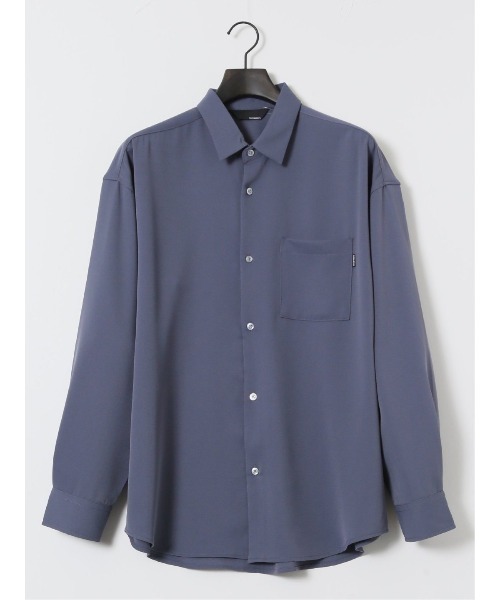 m.f.editorial（エムエフエディトリアル）の「シャツ メンズ 長袖 ストレッチ レギュラーカラー ゆったり オーバーサイズ （シャツ/ブラウス・メンズ・ライトグリーン/ブラック/ブルー/ホワイト・LARGE/MEDIUM）」の7枚目の写真