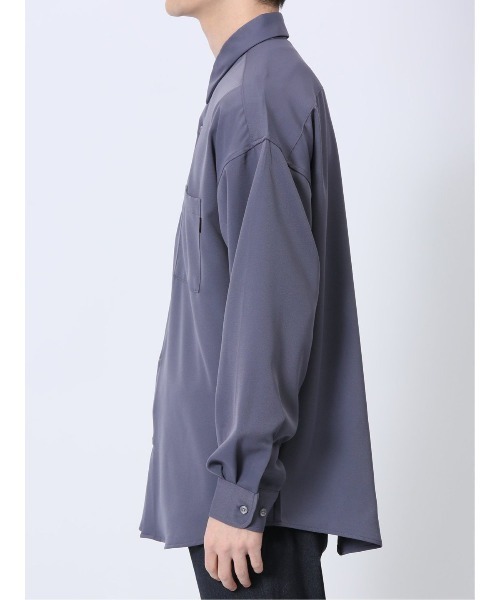 m.f.editorial（エムエフエディトリアル）の「シャツ メンズ 長袖 ストレッチ レギュラーカラー ゆったり オーバーサイズ （シャツ/ブラウス・メンズ・ライトグリーン/ブラック/ブルー/ホワイト・LARGE/MEDIUM）」の11枚目の写真