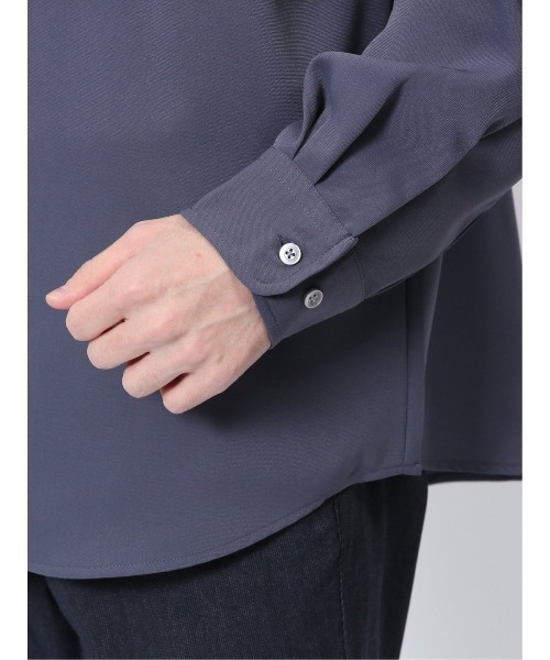 m.f.editorial（エムエフエディトリアル）の「シャツ メンズ 長袖 ストレッチ レギュラーカラー ゆったり オーバーサイズ （シャツ/ブラウス・メンズ・ライトグリーン/ブラック/ブルー/ホワイト・LARGE/MEDIUM）」の14枚目の写真