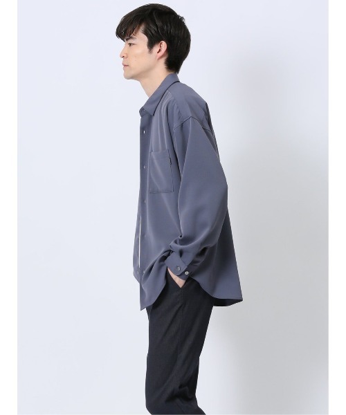 m.f.editorial（エムエフエディトリアル）の「シャツ メンズ 長袖 ストレッチ レギュラーカラー ゆったり オーバーサイズ （シャツ/ブラウス・メンズ・ライトグリーン/ブラック/ブルー/ホワイト・LARGE/MEDIUM）」の15枚目の写真