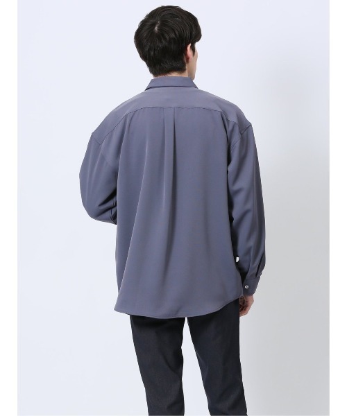 m.f.editorial（エムエフエディトリアル）の「シャツ メンズ 長袖 ストレッチ レギュラーカラー ゆったり オーバーサイズ （シャツ/ブラウス・メンズ・ライトグリーン/ブラック/ブルー/ホワイト・LARGE/MEDIUM）」の16枚目の写真