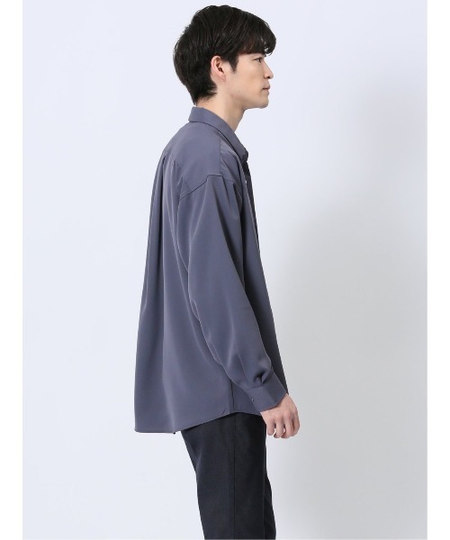 m.f.editorial（エムエフエディトリアル）の「シャツ メンズ 長袖 ストレッチ レギュラーカラー ゆったり オーバーサイズ （シャツ/ブラウス・メンズ・ライトグリーン/ブラック/ブルー/ホワイト・LARGE/MEDIUM）」の17枚目の写真