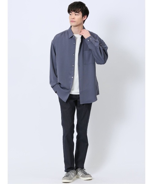 m.f.editorial（エムエフエディトリアル）の「シャツ メンズ 長袖 ストレッチ レギュラーカラー ゆったり オーバーサイズ （シャツ/ブラウス・メンズ・ライトグリーン/ブラック/ブルー/ホワイト・LARGE/MEDIUM）」の18枚目の写真