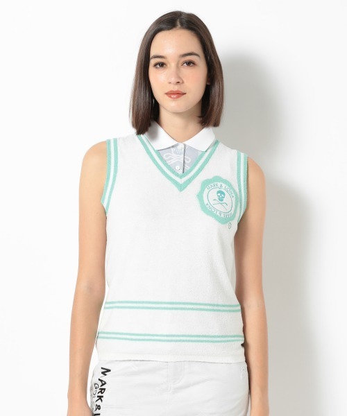 MARK & LONA（マークアンドロナ）の「Stamped Deep Vee Vest | WOMEN（ベスト・レディース・ホワイト・36）」の4枚目の写真
