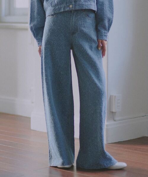 KOBE LETTUCE（コウベレタス）の「ツイードデニムワイドパンツ（デニムパンツ・レディース・ブルー/ライトブルー・PM/M）」の15枚目の写真