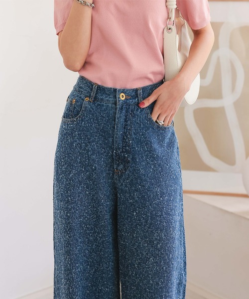 KOBE LETTUCE（コウベレタス）の「ツイードデニムワイドパンツ（デニムパンツ・レディース・ブルー/ライトブルー・PM/M）」の16枚目の写真