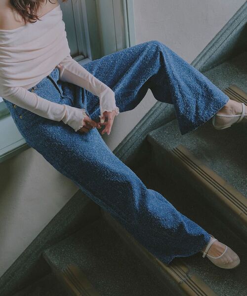 KOBE LETTUCE（コウベレタス）の「ツイードデニムワイドパンツ（デニムパンツ・レディース・ブルー/ライトブルー・PM/M）」の18枚目の写真