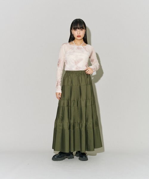 terrace(テラス)の「プリントチュールトップ(Tシャツ/カットソー・レディース・ブラック系その他/ホワイト系その他2/ホワイト系その他・MEDIUM)」の9枚目の写真