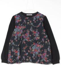 エステルシフォンミニバラプリント+天竺パフスリーブカットソー