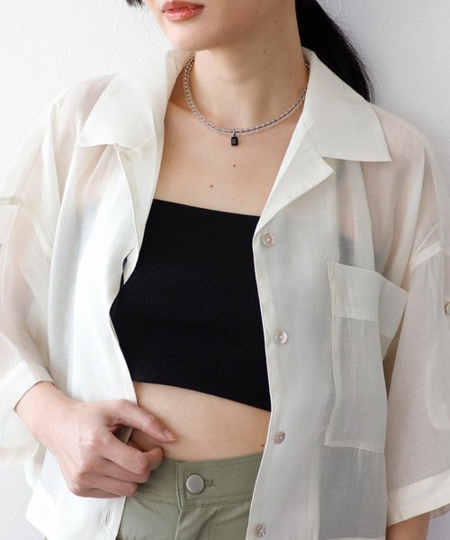 Three Four Time(スリーフォータイム)の「ストラップ付きバンドゥ(その他トップス・レディース・ブラック/オフホワイト・FREE)」の1枚目の写真