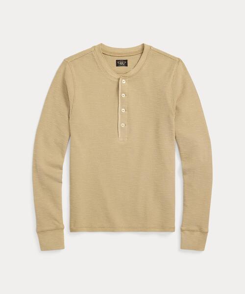 ガーメントダイド ワッフルニット ヘンリーネック シャツ（Tシャツ