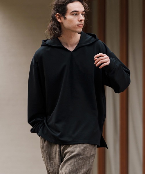 mpa3724-キーネックサイドスリットプルパーカー（パーカー）｜CAMBIO