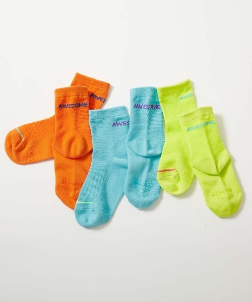 devirock（デビロック）の「3足セット ネオンカラー メッシュ ショート丈ソックス（ソックス/靴下・キッズ・その他1/その他2/その他3/その他4・S/M/L）」の2枚目の写真