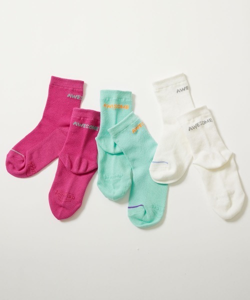 devirock（デビロック）の「3足セット ネオンカラー メッシュ ショート丈ソックス（ソックス/靴下・キッズ・その他1/その他2/その他3/その他4・S/M/L）」の3枚目の写真