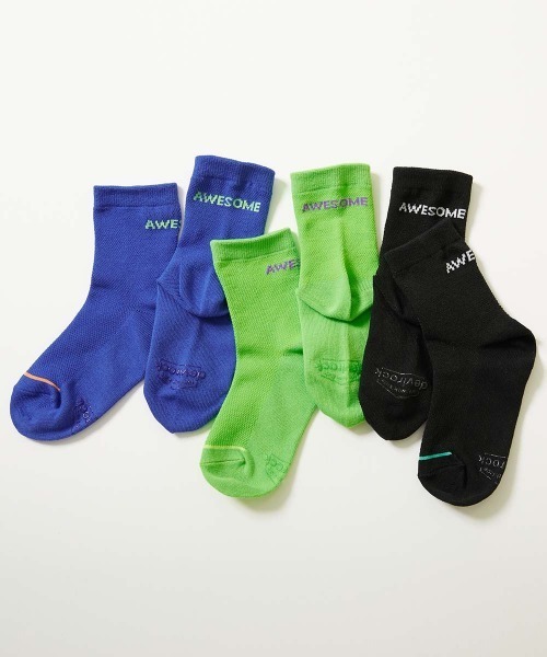 devirock（デビロック）の「3足セット ネオンカラー メッシュ ショート丈ソックス（ソックス/靴下・キッズ・その他1/その他2/その他3/その他4・S/M/L）」の4枚目の写真