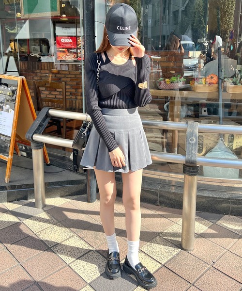 Futier land(フューティアランド)の「SET リブニットプルオーバー + ノースリーブニット(Tシャツ/カットソー・レディース・ブルーグレー/アイボリー/ブラック・LARGE/MEDIUM)」の11枚目の写真