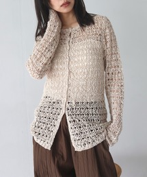 前後2way メッシュチュニックカーデ