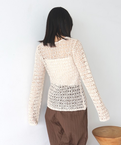 hellam（へラム）の「前後2way メッシュチュニックカーデ（カーディガン/ボレロ・レディース・アイボリー/ベージュ/ブラック/カーキ・FREE）」の9枚目の写真