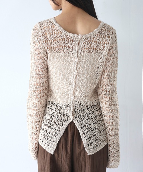 hellam（へラム）の「前後2way メッシュチュニックカーデ（カーディガン/ボレロ・レディース・アイボリー/ベージュ/ブラック/カーキ・FREE）」の15枚目の写真
