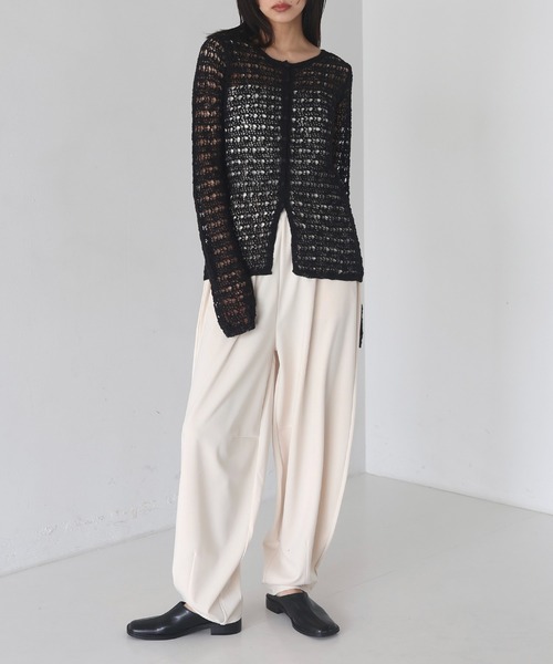 hellam（へラム）の「前後2way メッシュチュニックカーデ（カーディガン/ボレロ・レディース・アイボリー/ベージュ/ブラック/カーキ・FREE）」の16枚目の写真