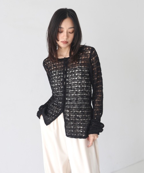 hellam（へラム）の「前後2way メッシュチュニックカーデ（カーディガン/ボレロ・レディース・アイボリー/ベージュ/ブラック/カーキ・FREE）」の17枚目の写真