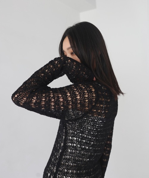 hellam（へラム）の「前後2way メッシュチュニックカーデ（カーディガン/ボレロ・レディース・アイボリー/ベージュ/ブラック/カーキ・FREE）」の19枚目の写真