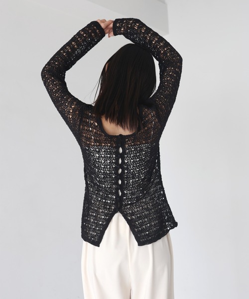 hellam（へラム）の「前後2way メッシュチュニックカーデ（カーディガン/ボレロ・レディース・アイボリー/ベージュ/ブラック/カーキ・FREE）」の22枚目の写真