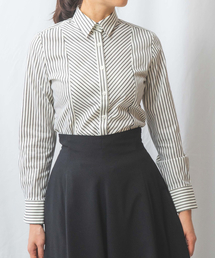 NARACAMICIE | 【NARACAMICIE】ストレッチストライプフロントバイヤス長袖シャツ(シャツ/ブラウス)
