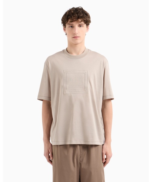 ARMANI EXCHANGE(アルマーニエクスチェンジ)の「【A|X アルマーニ エクスチェンジ】AXロゴ 半袖クルーネックTシャツ/REGULAR(Tシャツ/カットソー・メンズ・ダークネイビー/ホワイト/ベージュ・MEDIUM/LARGE/X-LARGE/X-SMALL/SMALL/XX-LARGE)」の1枚目の写真