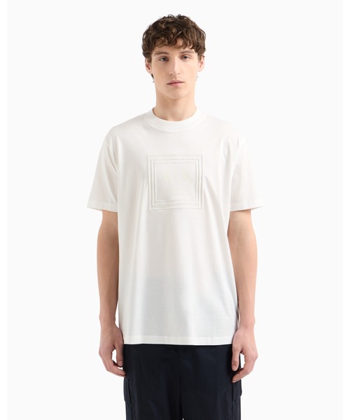 ARMANI EXCHANGE(アルマーニエクスチェンジ)の「【A|X アルマーニ エクスチェンジ】AXロゴ 半袖クルーネックTシャツ/REGULAR(Tシャツ/カットソー・メンズ・ダークネイビー/ホワイト/ベージュ・MEDIUM/LARGE/X-LARGE/X-SMALL/SMALL/XX-LARGE)」の2枚目の写真