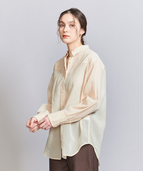 BEAUTY&YOUTH UNITED ARROWS（ビューティーアンドユースユナイテッドアローズ）の「コットンシアー ウエスタンシャツ（シャツ/ブラウス・レディース・オフホワイト/ダークグレー/ライトピンク・FREE）」の2枚目の写真