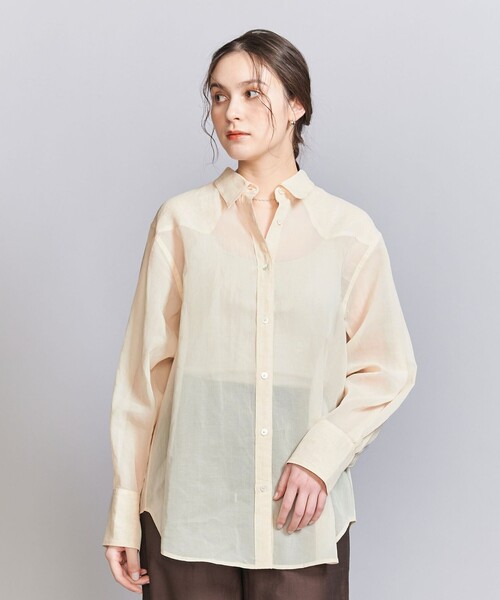 BEAUTY&YOUTH UNITED ARROWS（ビューティーアンドユースユナイテッドアローズ）の「コットンシアー ウエスタンシャツ（シャツ/ブラウス・レディース・オフホワイト/ダークグレー/ライトピンク・FREE）」の8枚目の写真