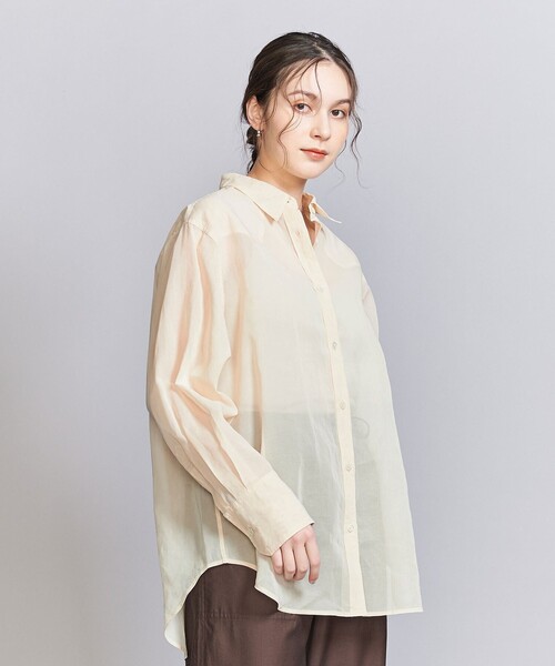 BEAUTY&YOUTH UNITED ARROWS（ビューティーアンドユースユナイテッドアローズ）の「コットンシアー ウエスタンシャツ（シャツ/ブラウス・レディース・オフホワイト/ダークグレー/ライトピンク・FREE）」の9枚目の写真