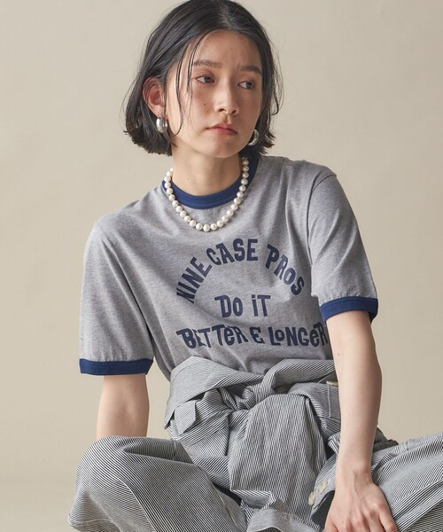 セール】SHIPS NINE CASE:〈洗濯機可能〉プリント リンガー TEE