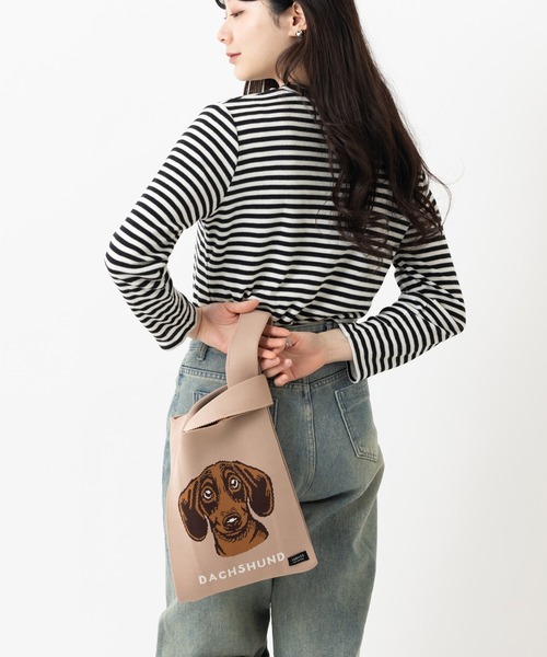 ニットトートバッグ 大きめマルシェサイズ 犬種別デザイン お