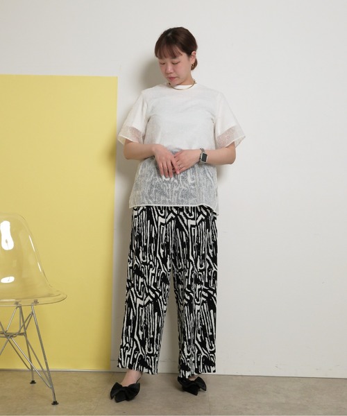 ジオメトリック 総柄 プリーツパンツ Palm Riche│Eimee Law & LHELBIE