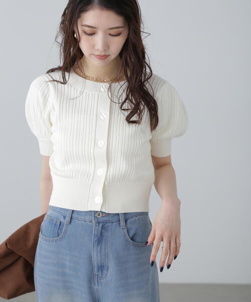 FREE'S MART（フリーズマート）の「◆透かし編み前後2WAYカーディガン（Tシャツ/カットソー・レディース・イエロー/オレンジ/ホワイト/ブラック・FREE）」の18枚目の写真