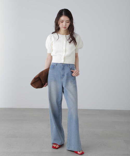 FREE'S MART（フリーズマート）の「◆透かし編み前後2WAYカーディガン（Tシャツ/カットソー・レディース・イエロー/オレンジ/ホワイト/ブラック・FREE）」の21枚目の写真