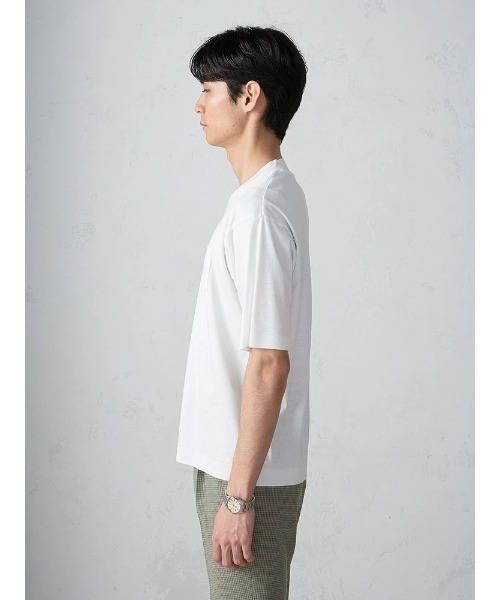 Perfect Suit FActory(パーフェクトスーツファクトリー)の「リブスタート シルケット半袖Tシャツ(Tシャツ/カットソー・メンズ・ブラック/ホワイト/ライトグレー・M/L/LL)」の6枚目の写真