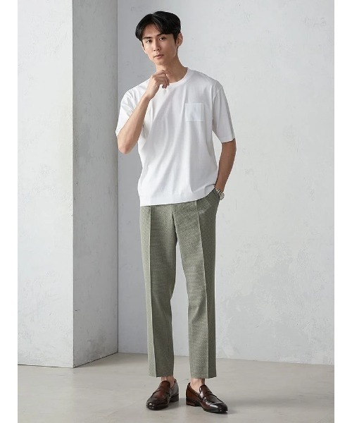 Perfect Suit FActory(パーフェクトスーツファクトリー)の「リブスタート シルケット半袖Tシャツ(Tシャツ/カットソー・メンズ・ブラック/ホワイト/ライトグレー・M/L/LL)」の11枚目の写真