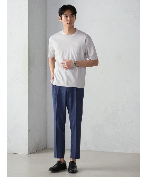 Perfect Suit FActory(パーフェクトスーツファクトリー)の「リブスタート シルケット半袖Tシャツ(Tシャツ/カットソー・メンズ・ブラック/ホワイト/ライトグレー・M/L/LL)」の19枚目の写真