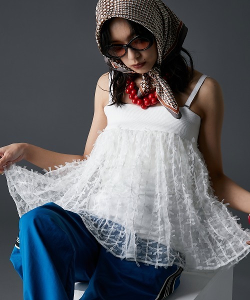 GEVS.(ジェイヴィス)の「シアーキャミソール<大きいサイズ有>GEVS.(キャミソール・レディース・ブラック/オフホワイト・L/M/5L/4L/3L/LL)」の9枚目の写真
