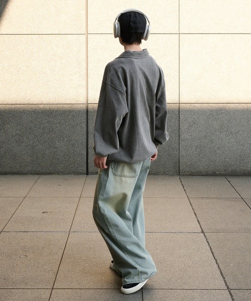 Perushu(ペルーシュ)の「Vintage like v neck polo longt shirt ヴィンテージライクVネックポロロンT(ポロシャツ・メンズ・ベージュ/ネイビー/ブラック/グレー・MEDIUM/LARGE)」の7枚目の写真