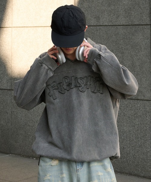 Perushu(ペルーシュ)の「Vintage like v neck polo longt shirt ヴィンテージライクVネックポロロンT(ポロシャツ・メンズ・ベージュ/ネイビー/ブラック/グレー・MEDIUM/LARGE)」の10枚目の写真