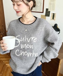 ロープ刺繍ロゴニットプルオーバー