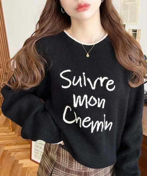 セール】ロープ刺繍ロゴニットプルオーバー（ニット/セーター