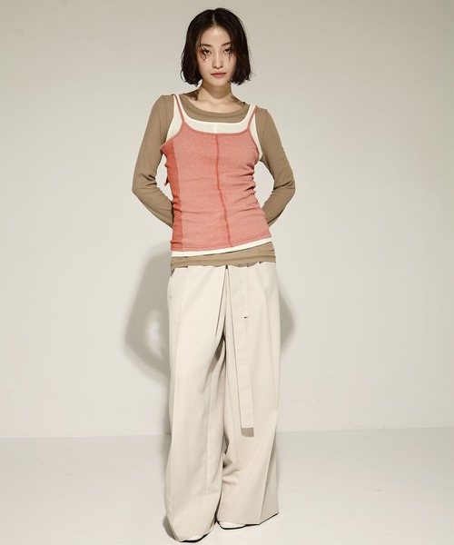 STUDIOUS(ステュディオス)の「【STUDIOUS/ステュディオス】Leather Belted Flare Trousers/レザーベルテッドフレアトラウザー(その他パンツ・レディース・ライトベージュ/ブラウン/ブラック・1/2)」の5枚目の写真